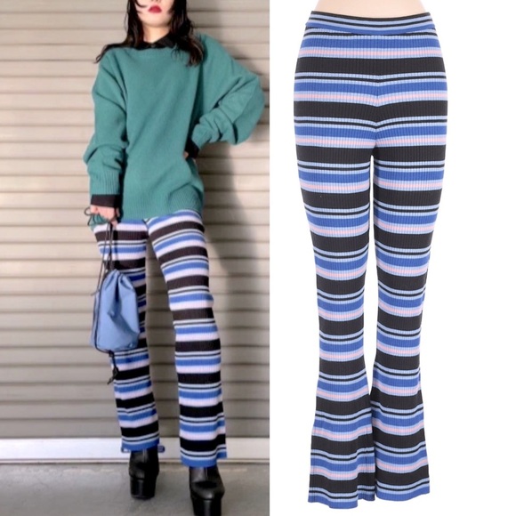 UNIQLO x MARNI Merino Blend Semi Flare Knitted Pants in Blue Sz. Small - Picture 1 of 15